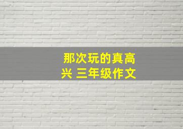 那次玩的真高兴 三年级作文